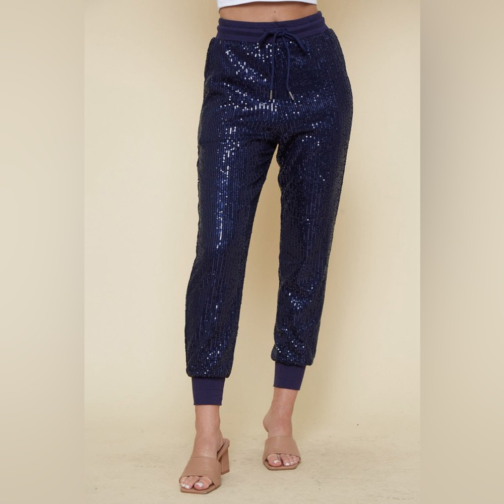 #85 Ritzy Navy Sequin Joggers